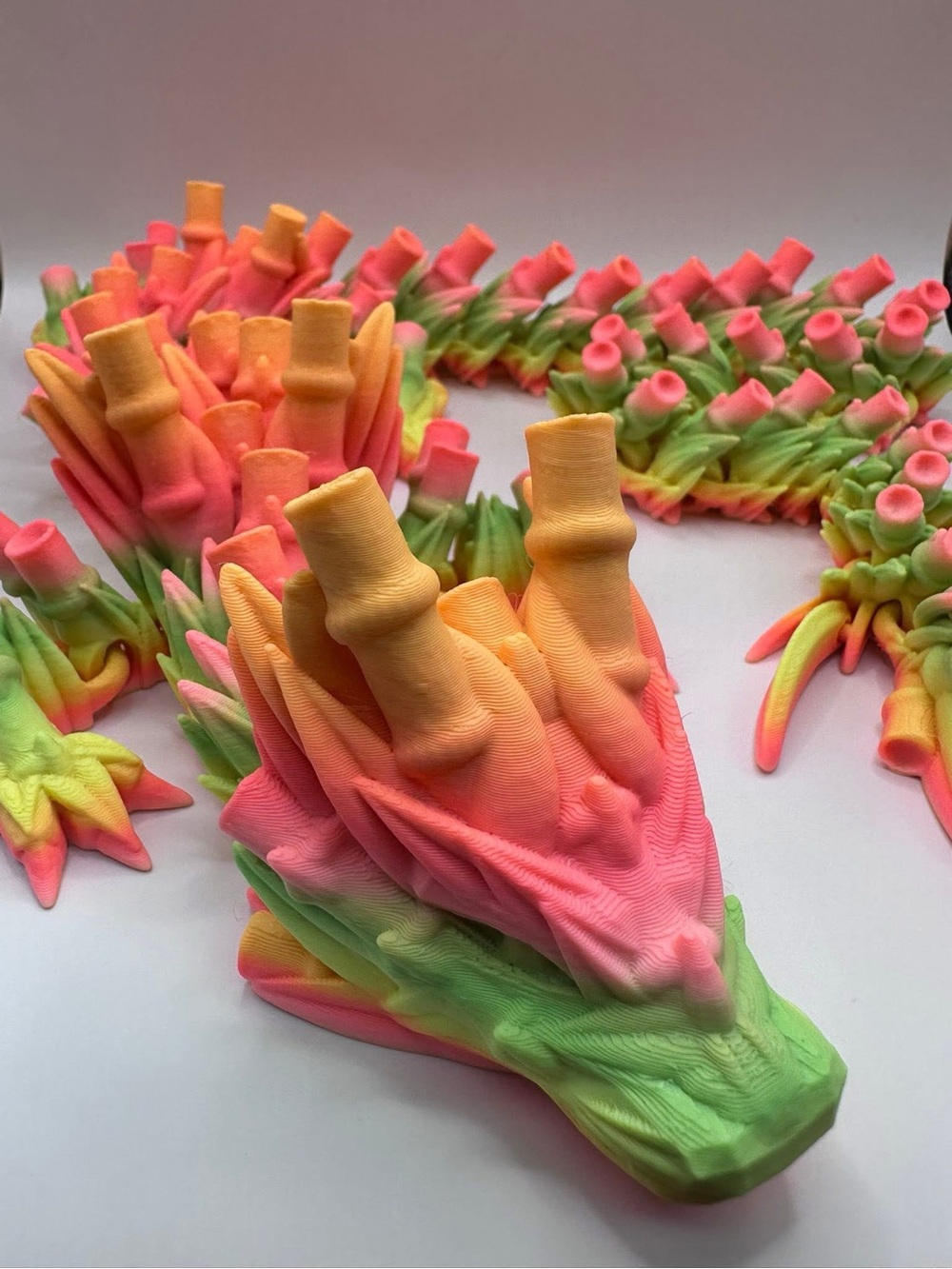 Neon 3D Printed Bamboo Dragon